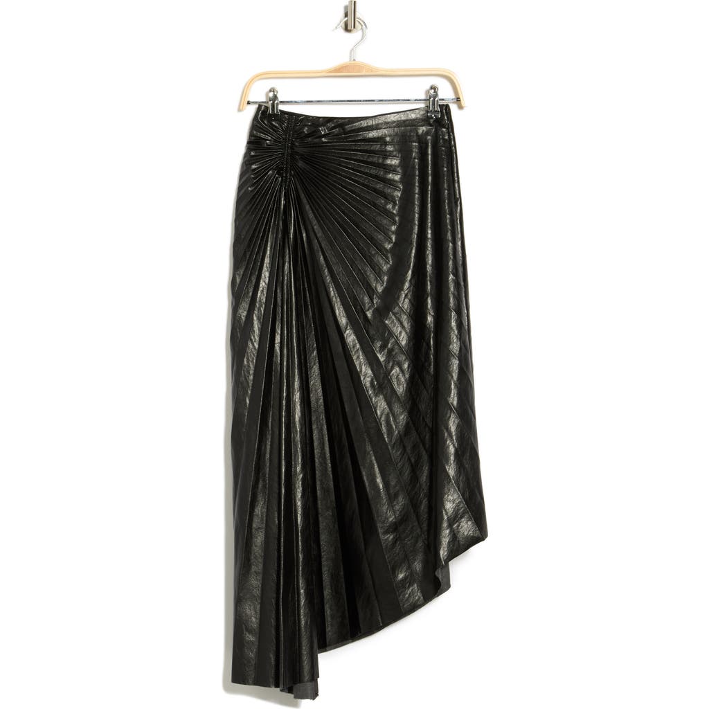 A.l.c . Tracy Asymmetric Pleat Faux Leather Skirt In Black