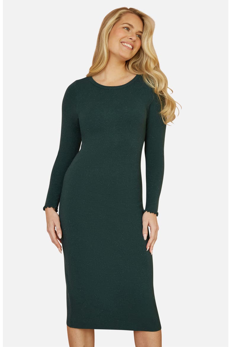Luminous Sparkle Knit Midi Sweater Dress, Alternate, color, Green