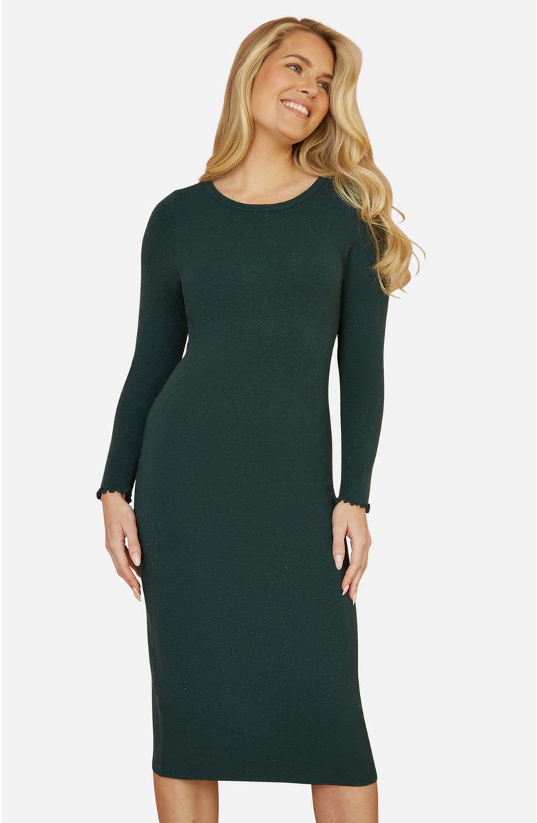 Yumi Luminous Sparkle Knit Midi Sweater Dress, Alternate, color, Green