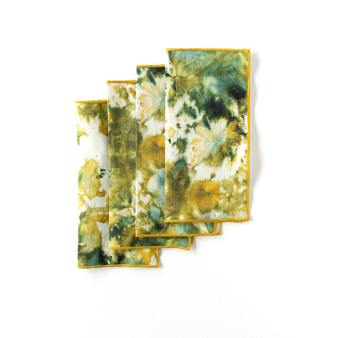 S/4 Green Marble Cocktail Napkin