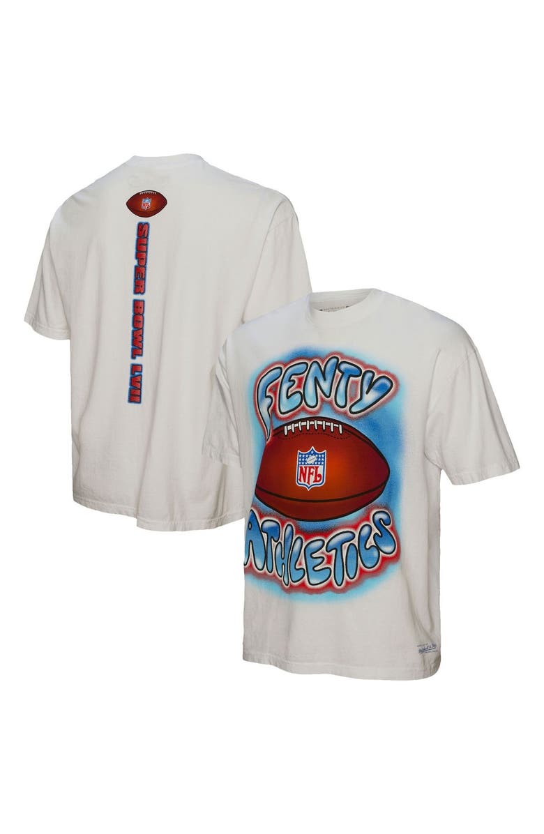 FENTY for Mitchell & Ness Unisex FENTY for Mitchell & Ness White Super Bowl LVII Airbrush T-Shirt, Main, color, 