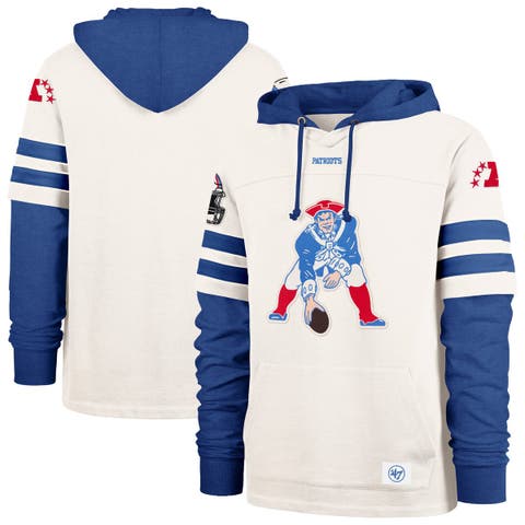 Men's '47  Cream New England Patriots Split Zone Cornerback Duo Lacer Hoodie