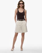 Koton Linen Blend Pleated Mid-Rise Tailored Shorts with Belt