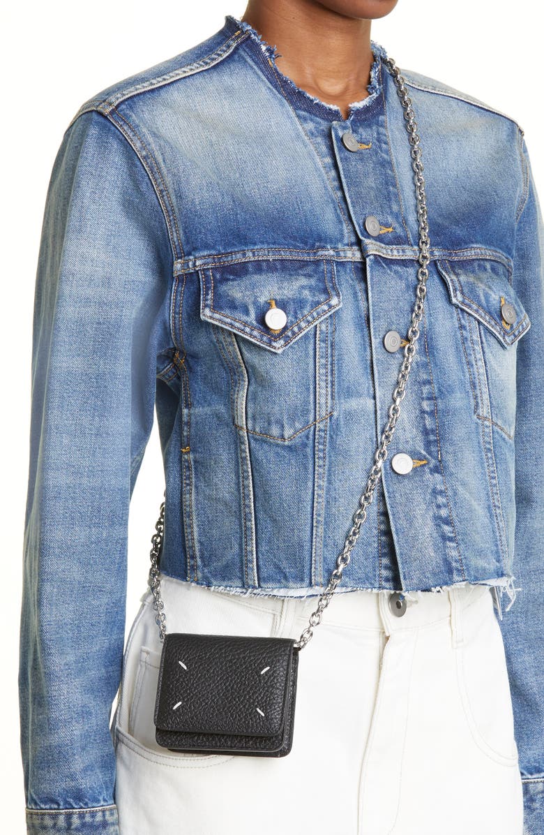 Maison Margiela Small Leather Chain Wallet, Alternate, color, Black