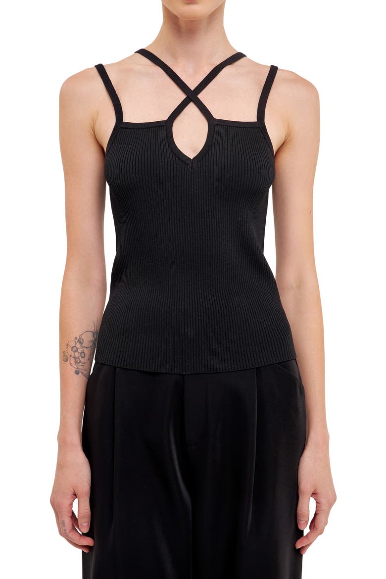 Cross Strap Rib Tank, Alternate, color, BLACK