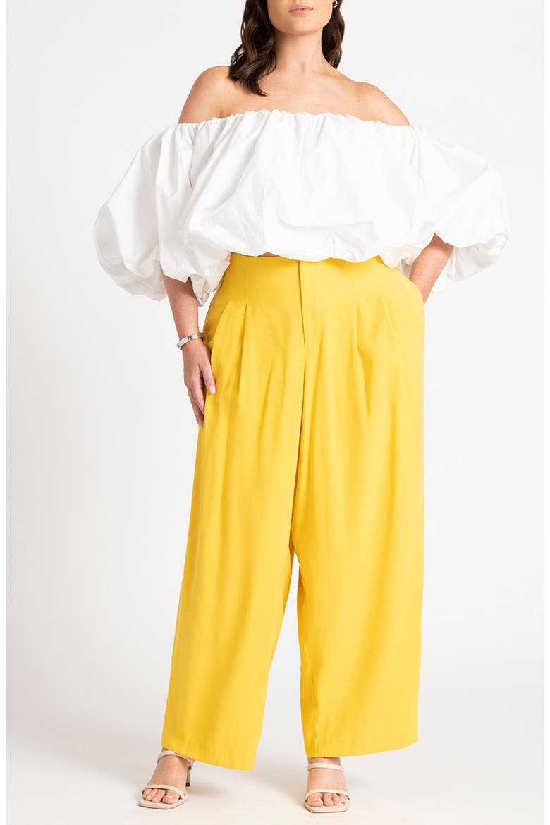 Off the Shoulder Bubble Crop Top, Alternate, color, WHITE