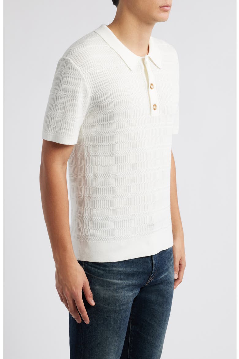 Nathan Cotton Blend Polo Sweater, Alternate, color, WHITE