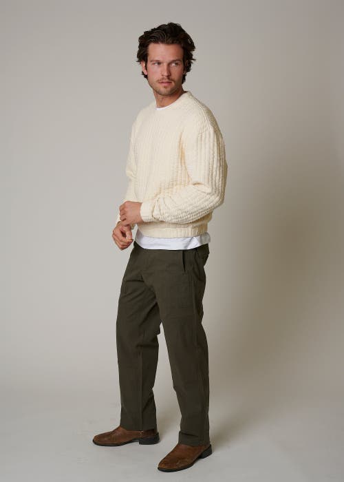 Leisure Lab Quilt Crewneck Sweater In Ivory