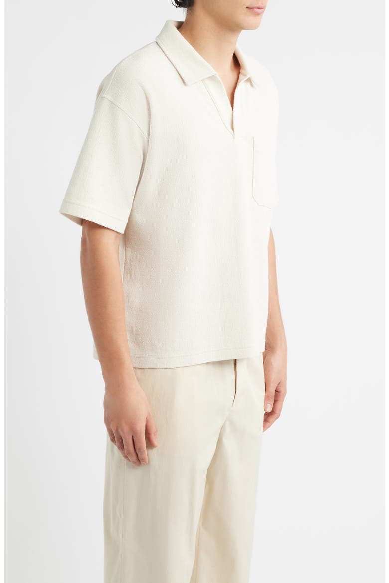 Textured Cotton Blend Polo, Alternate, color, LIGHT STONE