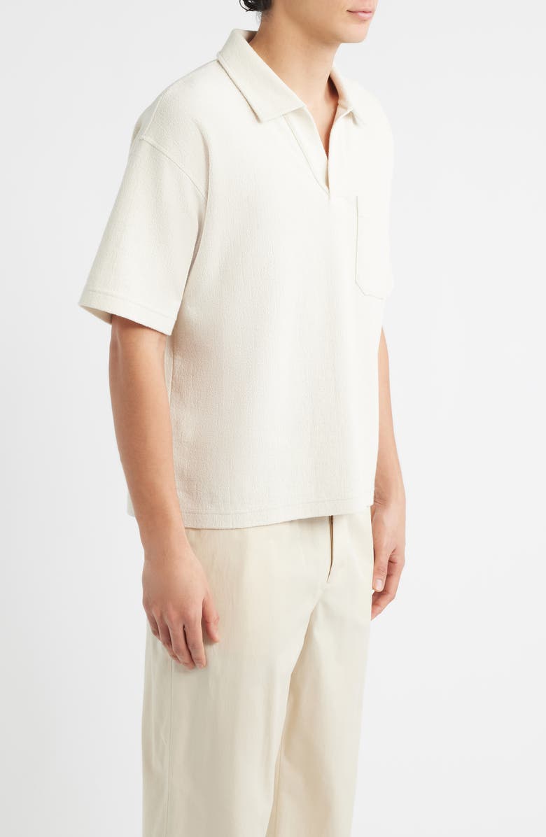 FRAME Textured Cotton Blend Polo, Alternate, color, Light Stone