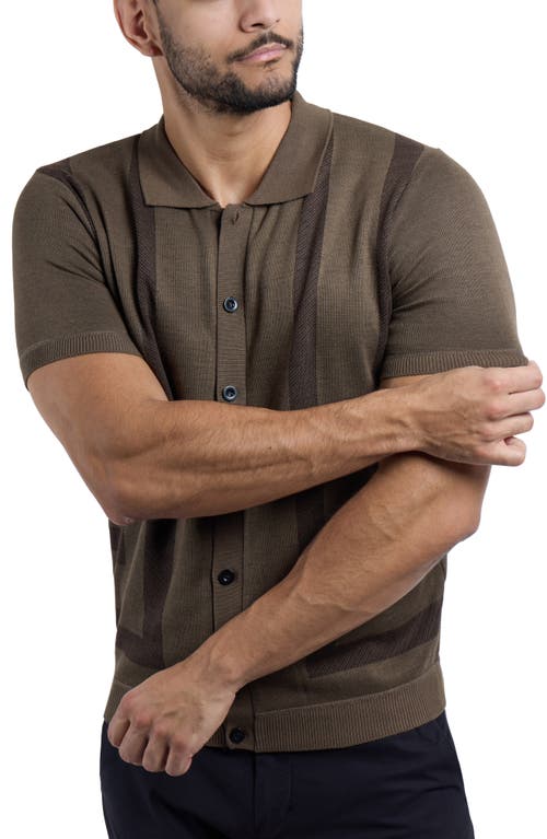 Spring + Mercer Stripe Polo Sweater In Gray