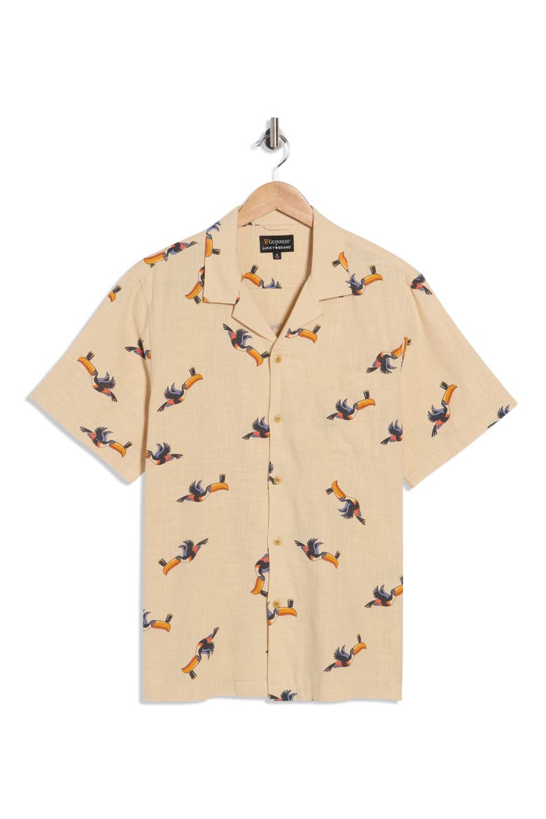 x Guinness Toucan Cotton Camp Shirt, Alternate, color, NATURAL MULTI PRINT