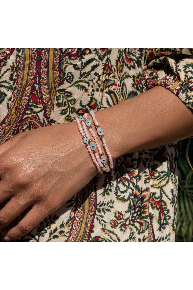 Vision of Love - Rose Quartz Evil Eye Bracelet, Alternate, color, Pink/white/blue/copper
