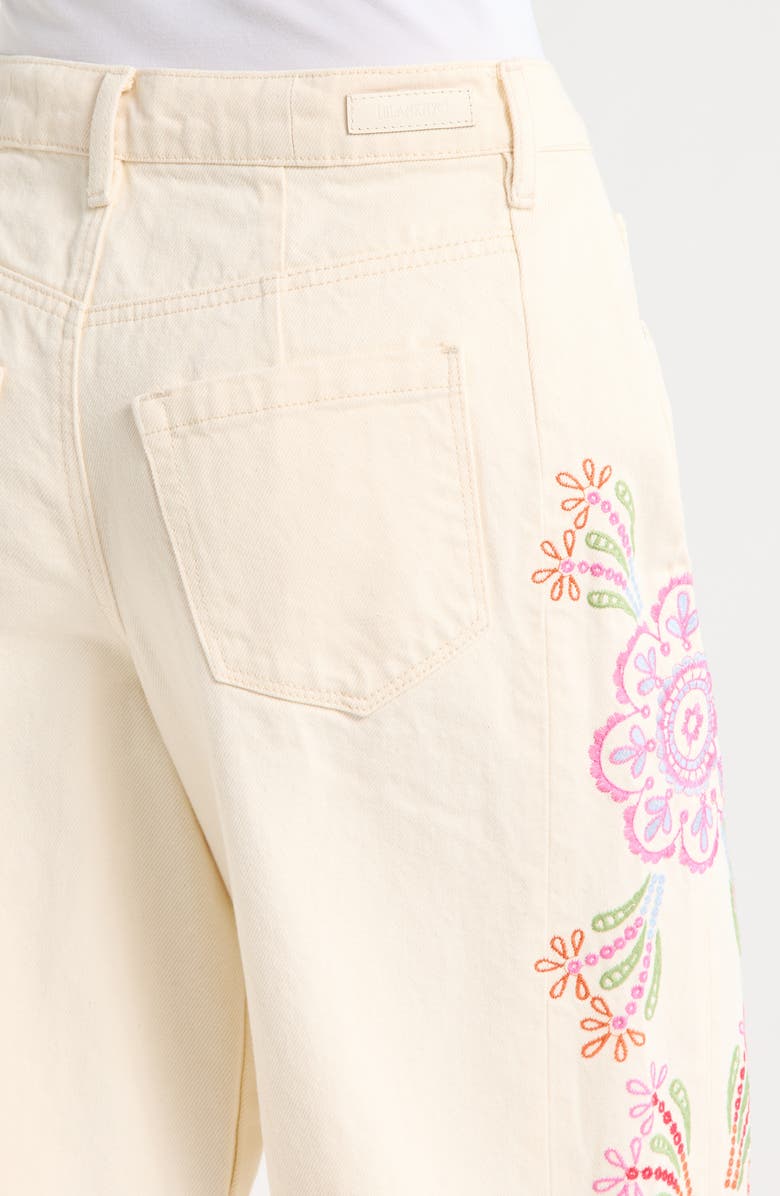 BLANKNYC Floral Embroidery Barrel Leg Jeans, Alternate, color, Spring Fling