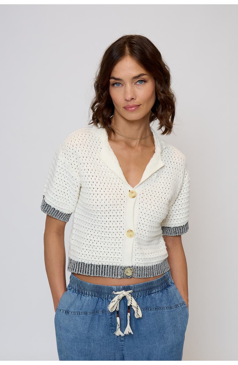 Central Park West Junie Openstitch Polo, Main, color, Solid White