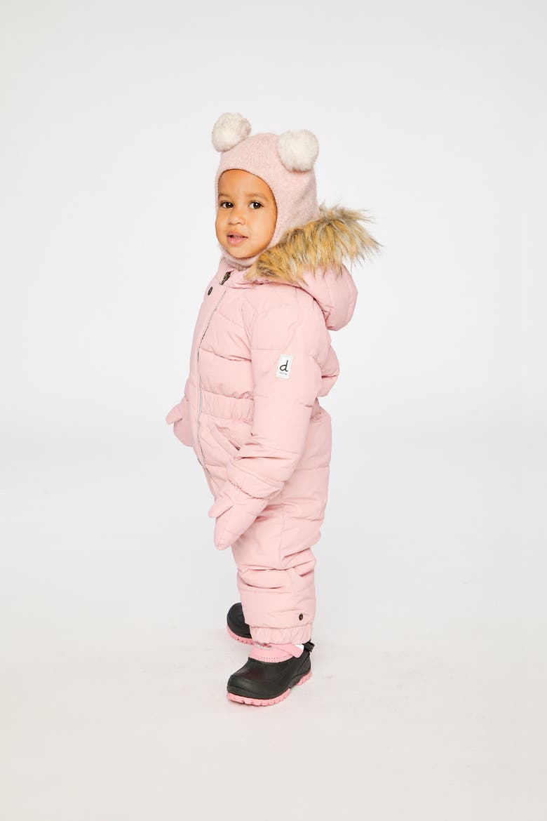 Fleece-Lined Waterproof One Piece Snowsuit, Alternate, color, Pale Dusty Pink