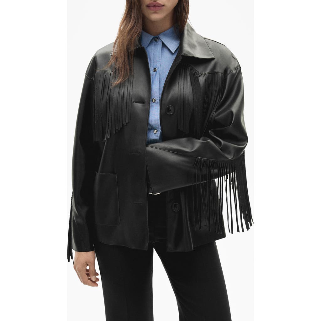 Mango Overshirt Black In Black