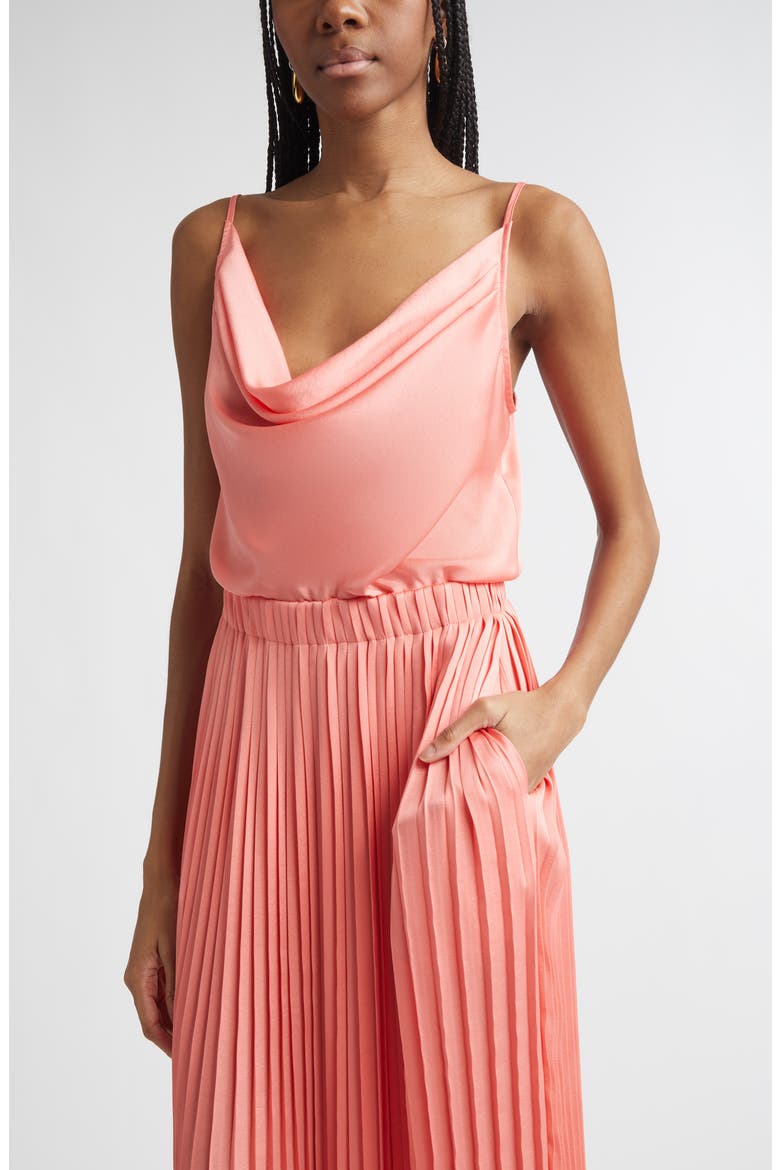 Adalyn Cowl Neck Pleated Maxi Dress, Alternate, color, CORAL