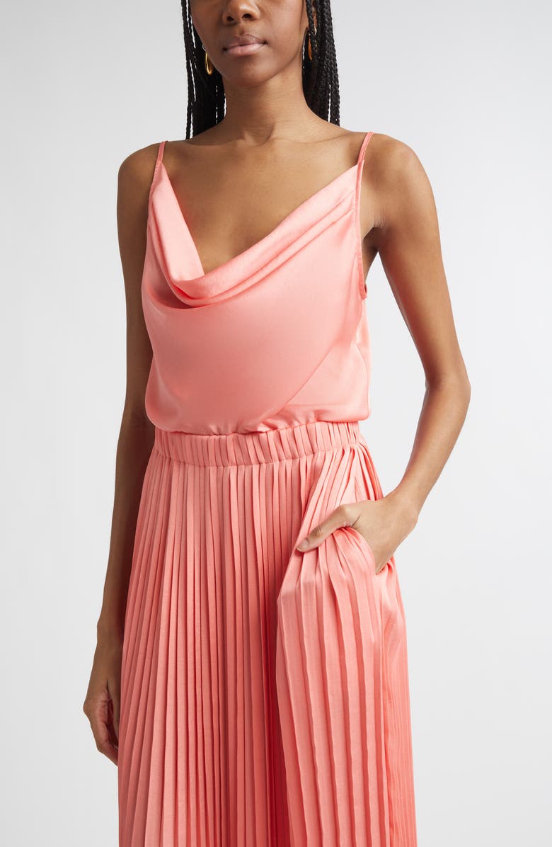 Ramy Brook Adalyn Cowl Neck Pleated Maxi Dress, Alternate, color, Coral