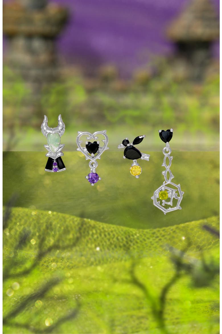 Disney Maleficent Stud Earring Set, Alternate, color, SILVER