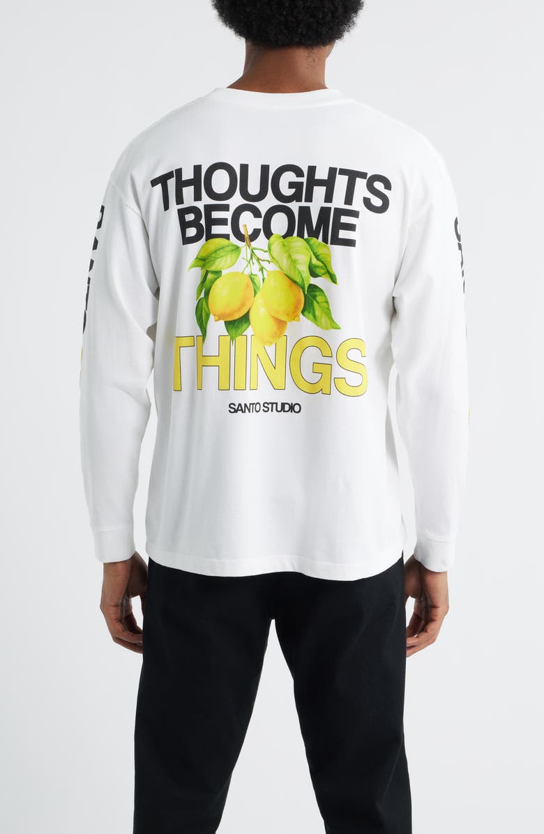 SANTO STUDIO Thoughts Become Things Long Sleeve Graphic T-Shirt, Alternate, color, White