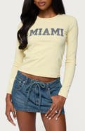 EDIKTED Miami Long Sleeve Graphic T-Shirt