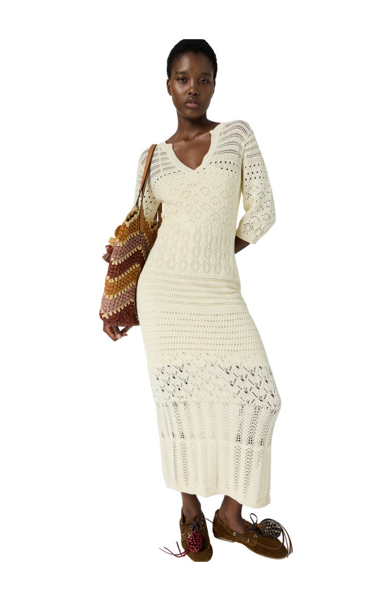 GERARD DAREL Riana Crochet Maxi Dress, Alternate, color, Ecru