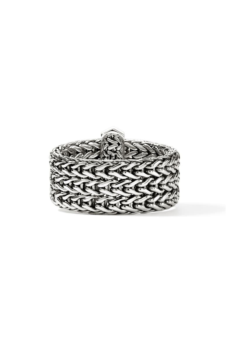 Icon Link Ring with Diamonds, Alternate, color, SILVER