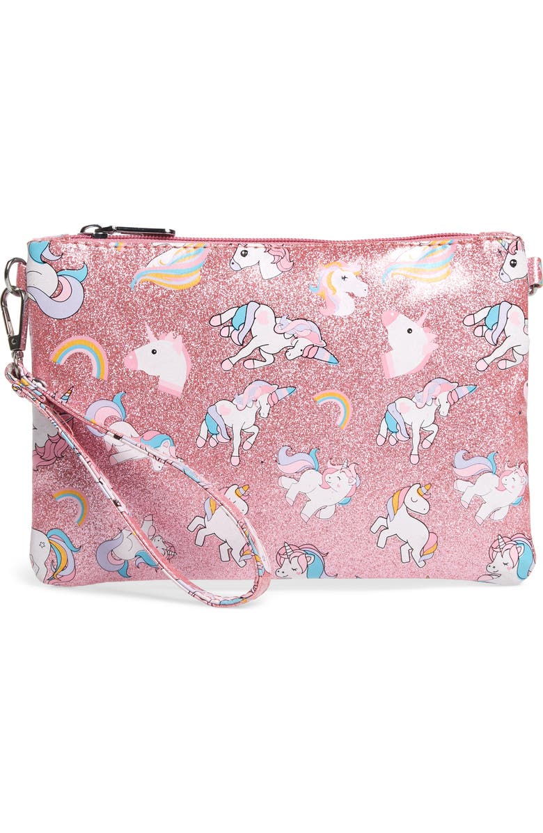 Bari Lynn Glitter Unicorn Shoulder Bag, Alternate, color,
