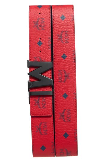 Mcm Claus Reversible Belt In Candy Red