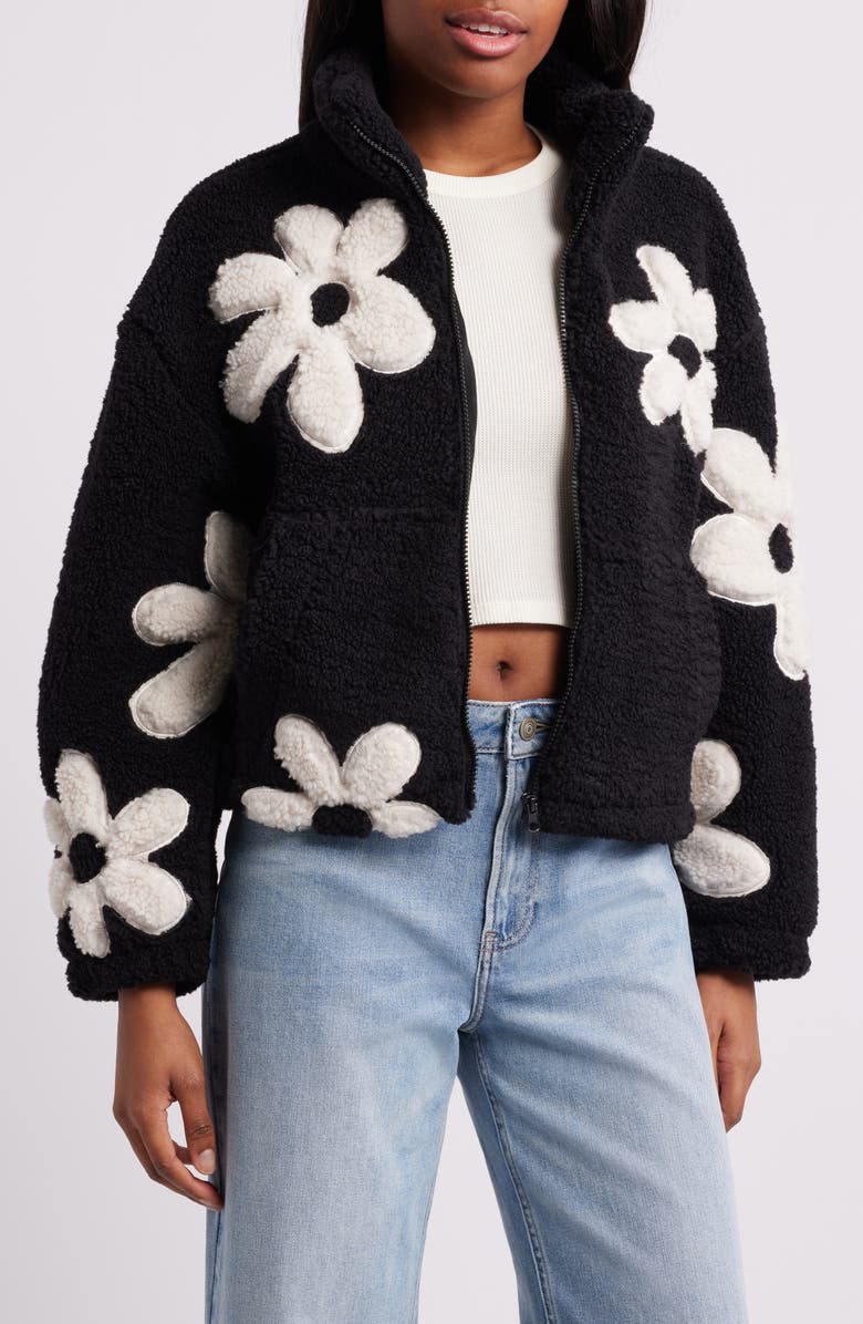 Thread & Supply High Pile Fleece Floral Jacket, Main, color, 