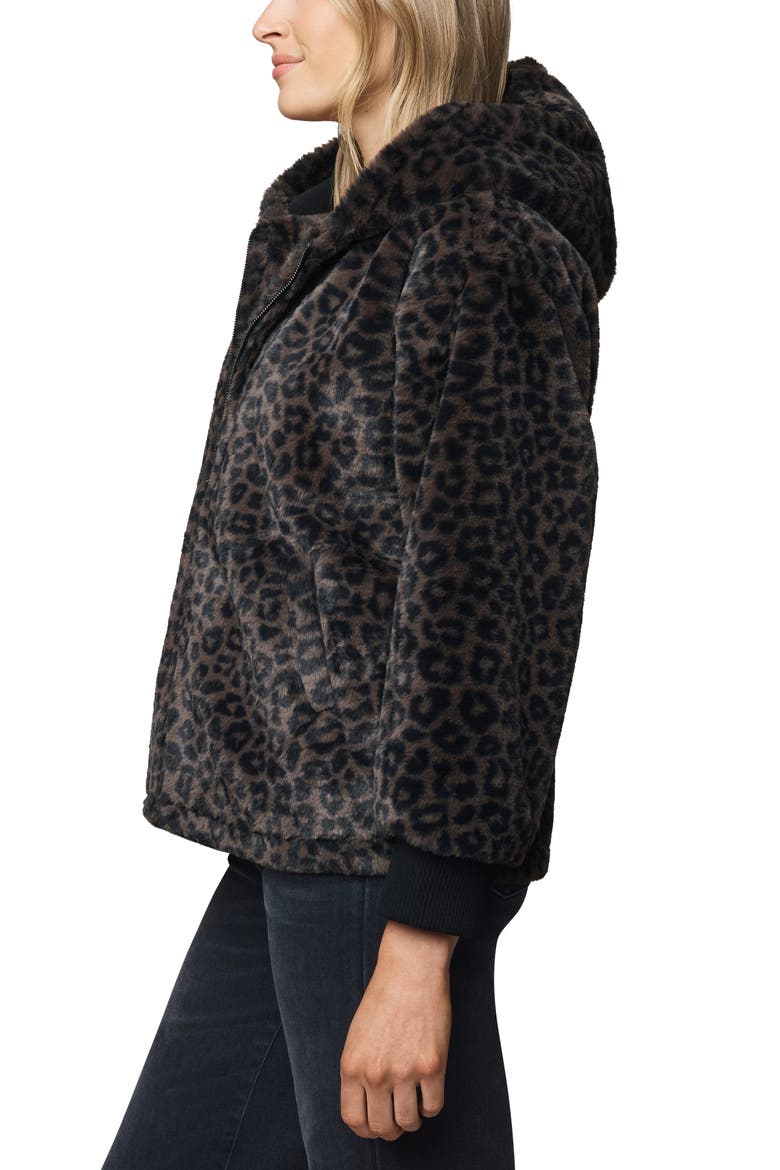 Lucia Faux Fur Hooded Jacket, Alternate, color, BROWN LEOPARD PRINT
