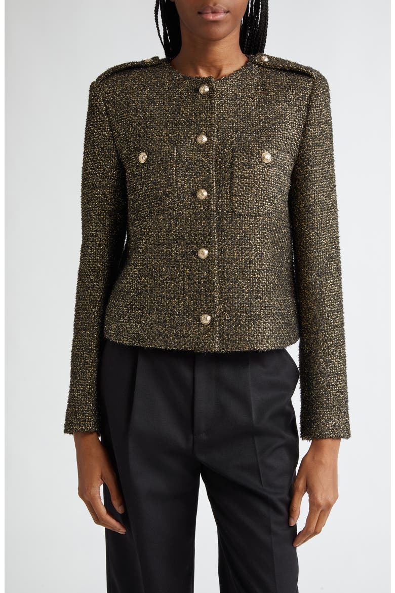 Wynee Metallic Knit Jacket, Main, color, GOLD