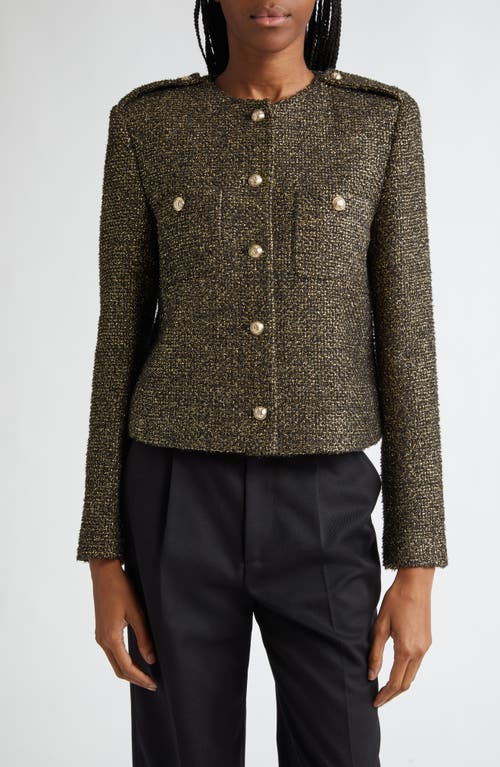 Reiss Wynee Metallic Knit Jacket in Gold 