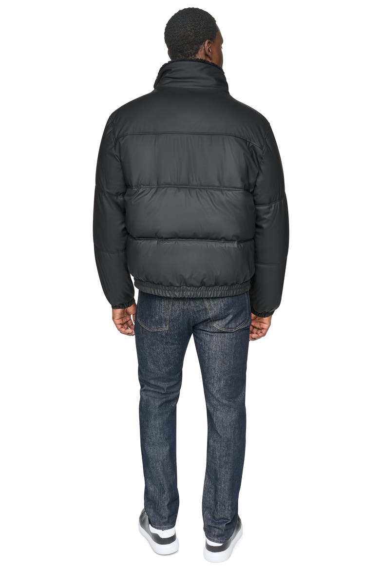 Quilted Faux Leather Bomber Jacket, Alternate, color, BLACK