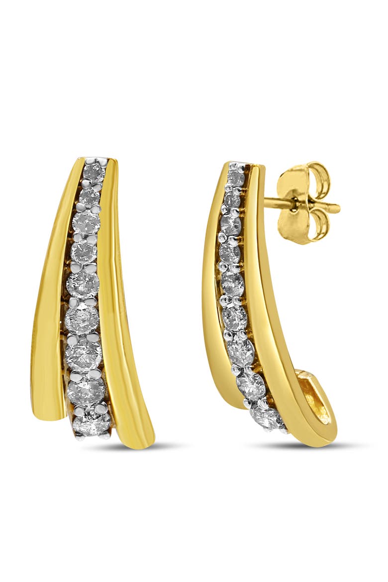 10K Yellow Gold Plated Silver 1.00 Ct Diamond Graduated Huggie Stud Earrings, Main, color, Yellow