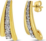 Haus of Brilliance 10K Yellow Gold Plated Silver 1.00 Ct Diamond Graduated Huggie Stud Earrings