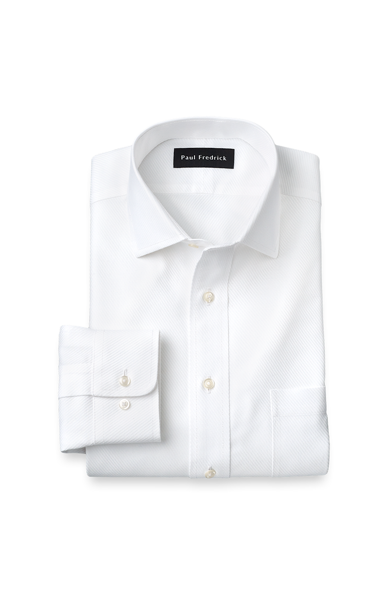 Paul Fredrick Non-iron Cotton Twill Spread Collar Dress Shirt, Main, color, White