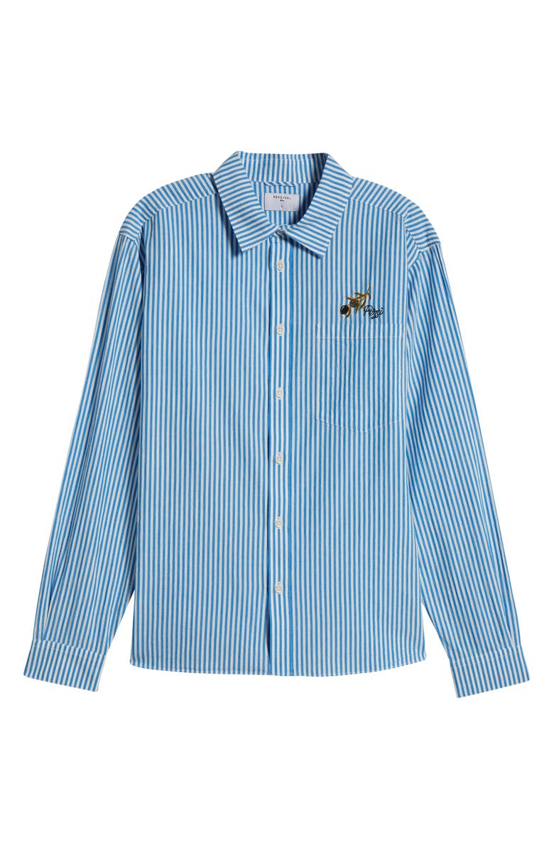 Percival Olive Embroidered Pinstripe Button-Up Shirt, Alternate, color, Blue