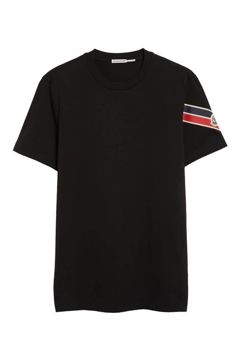 Stripe Logo Cotton T-Shirt, Alternate, color, BLACK