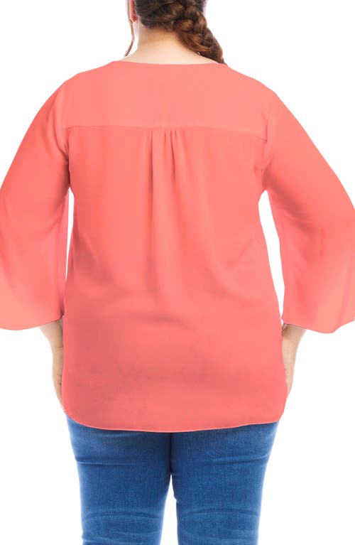 Karen Kane Crossover Hem Asymmetric Top In Salmon