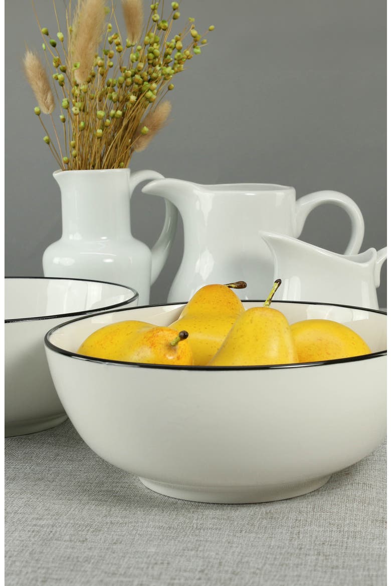 Set of 2 Silhouette Serving Bowls, Alternate, color, WHITE W/ BLACK