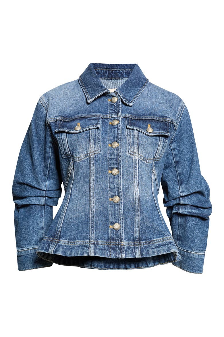 Gina Fitted Stretch Denim Jacket, Alternate, color, SEINE