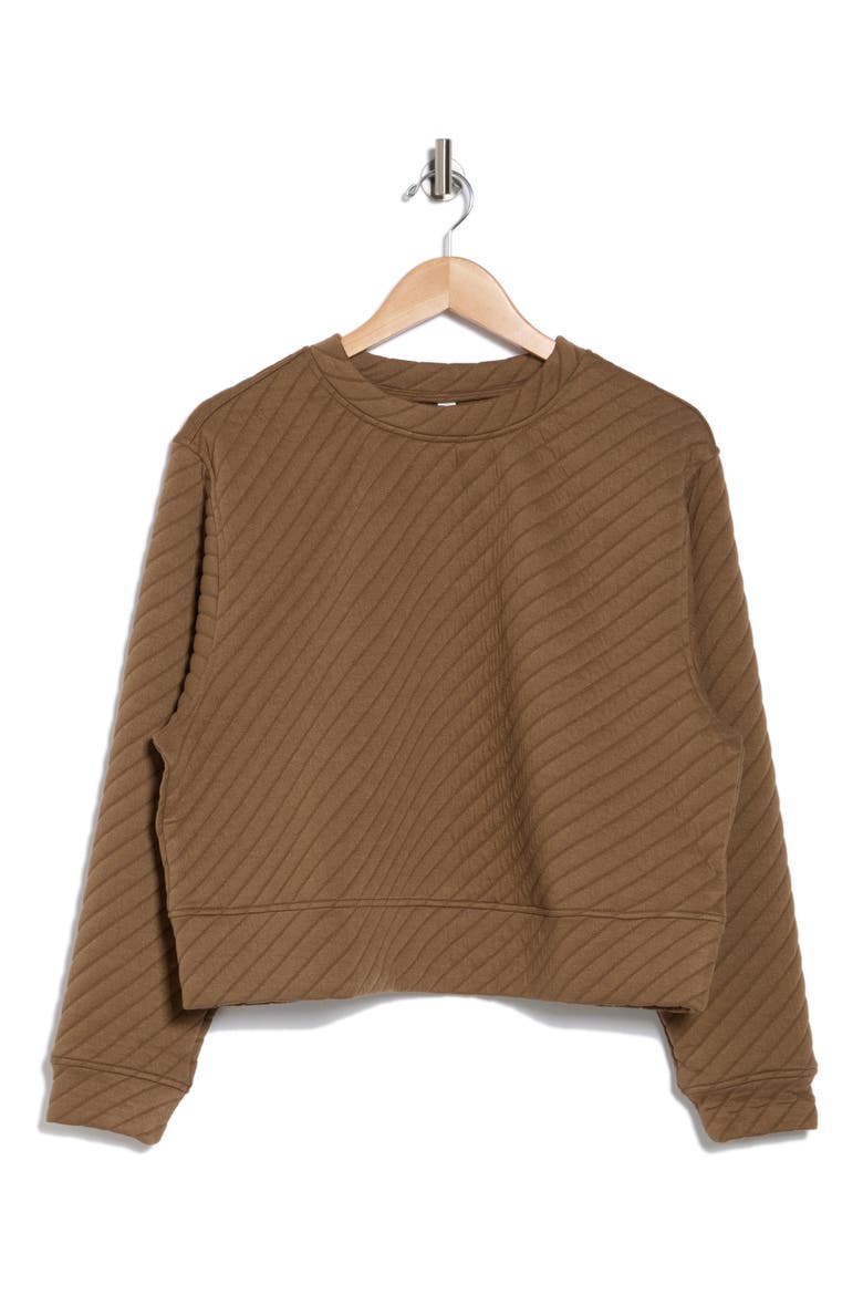 Tilt Quilted Crew Sweatshirt, Alternate, color, BROWN SHIITAKE