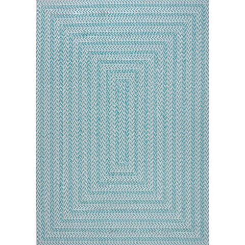 Chevron Modern Concentric Squares Indoor/Outdoor Area Rug