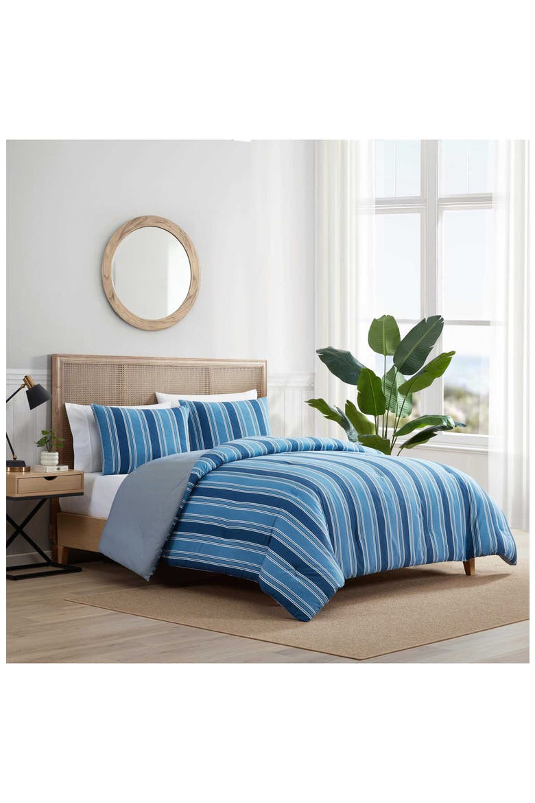 Gilpin Pinstripe Cotton Comforter, Alternate, color, MEDIUM / DARK BLUE