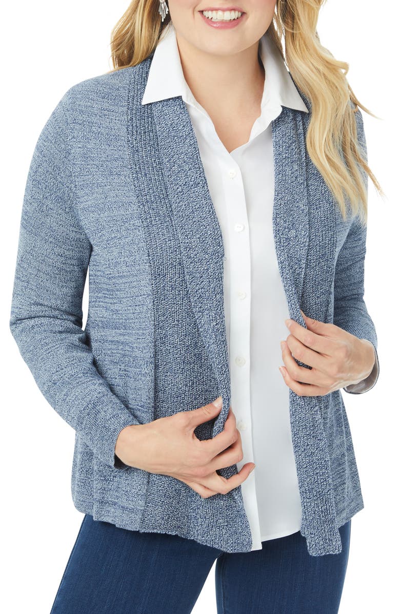 Foxcroft Open Front A-Line Cardigan, Main, color, Denim Blue