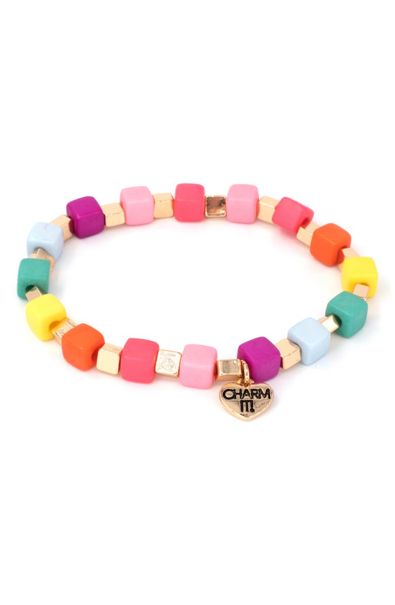 CHARM IT!<sup>®</sup> Cube Stretch Beaded Bracelet, Main, color, 