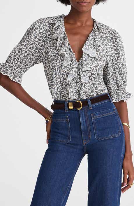 Madewell Ruffle Pintuck Puff Sleeve Top