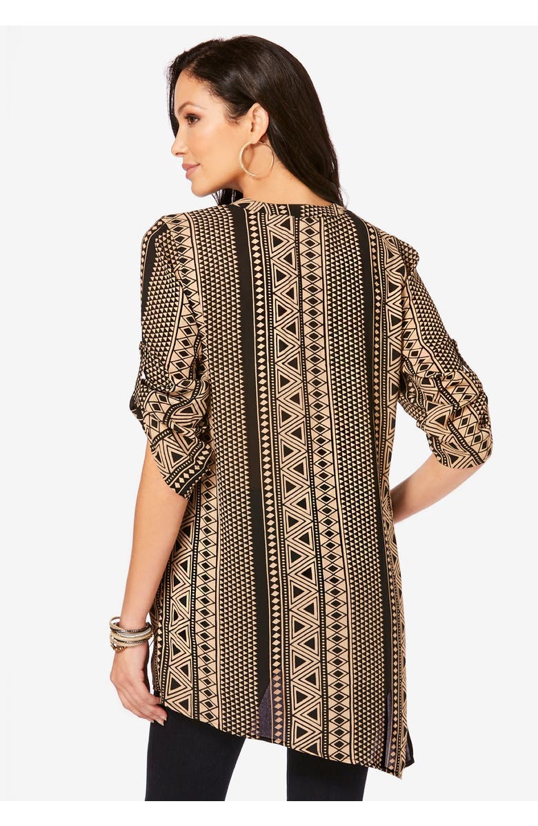 Roaman's Geometric Tunic, Alternate, color, Dusty Indigo Geo